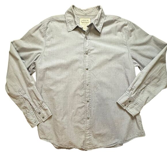 Levi's Men's Western Pearl Snap Chambray Long Sleeve Shirt Size Large - Picture 2 of 10